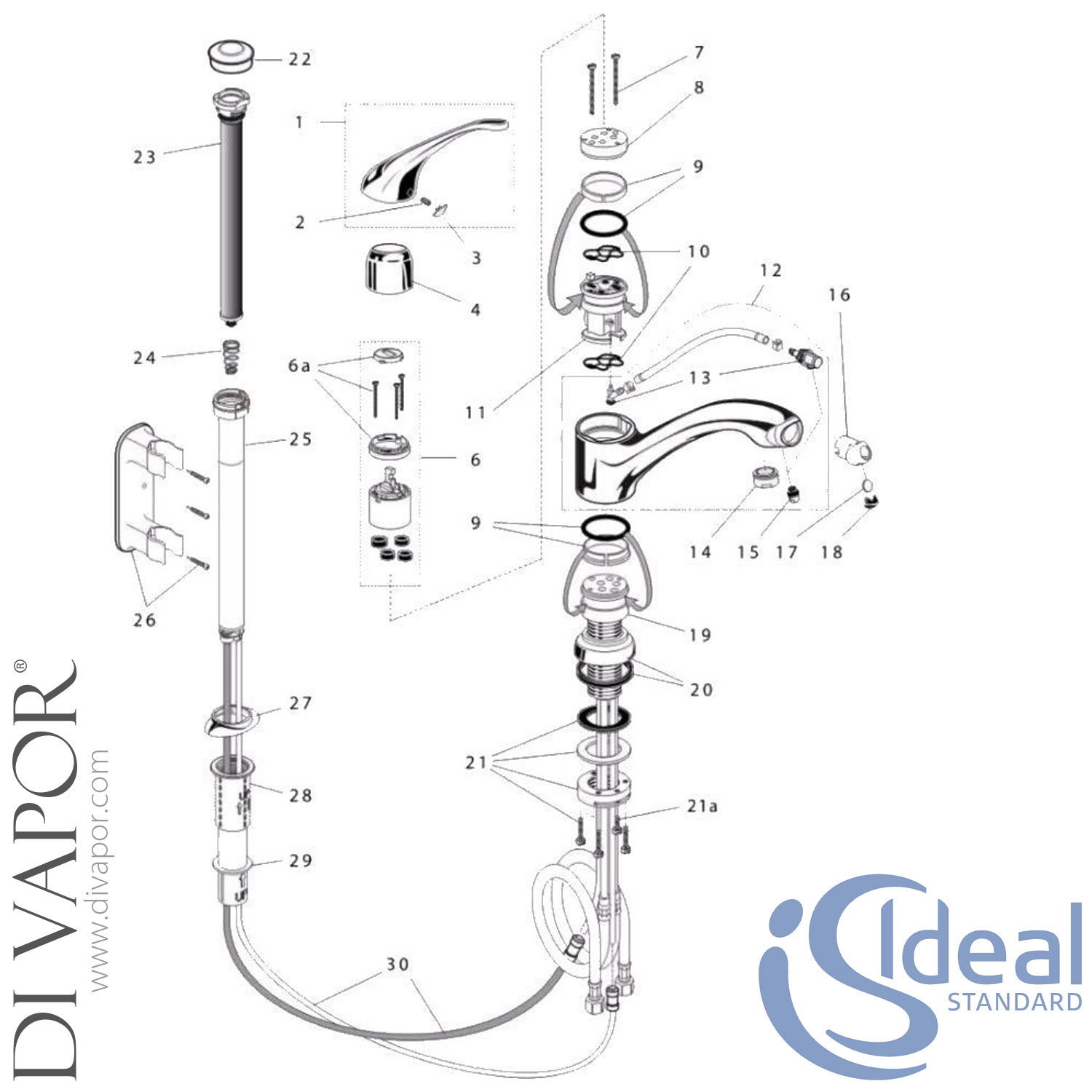 Ideal Standard ClearTap Sink Mixer Kitchen Tap Spare Parts IDL DV 205